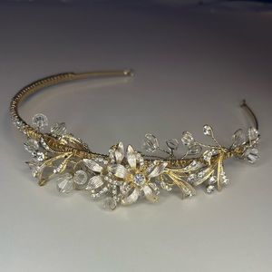 Gold Floral and Crystal Bridal Headband